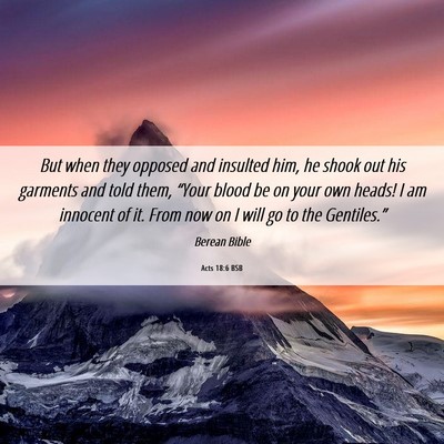 Picture 06 - Acts 18:6 BSB - But when they opposed and insulted him, he shook - Bible Verse Picture