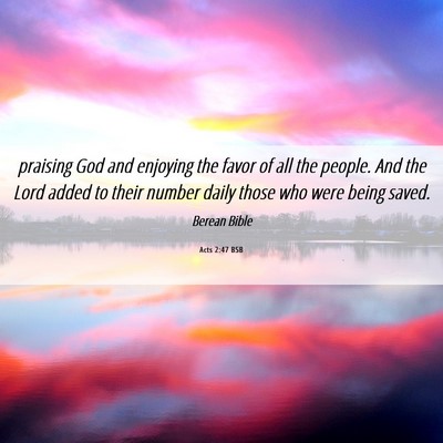Picture 06 - Acts 2:47 BSB - praising God and enjoying the favor of all the - Bible Verse Picture