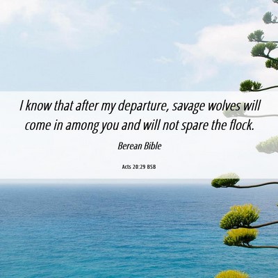 Picture 06 - Acts 20:29 BSB - I know that after my departure, savage wolves - Bible Verse Picture