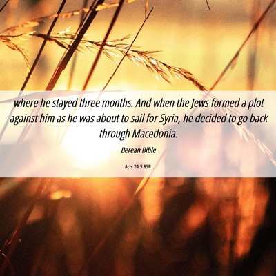 Picture 06 - Acts 20:3 BSB - where he stayed three months. And when the Jews - Bible Verse Picture