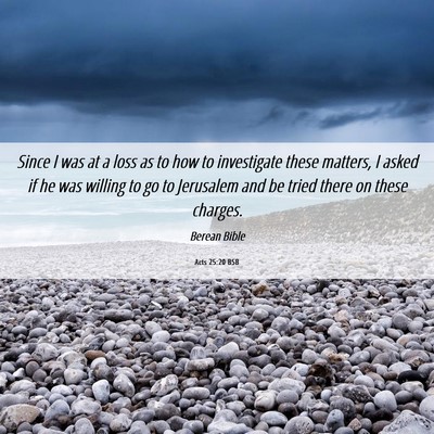 Picture 06 - Acts 25:20 BSB - Since I was at a loss as to how to investigate - Bible Verse Picture
