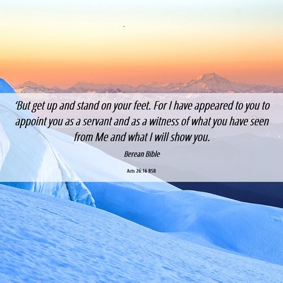 Picture 06 - Acts 26:16 BSB - ‘But get up and stand on your feet. For I have - Bible Verse Picture