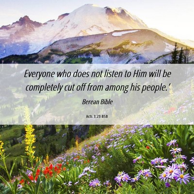Picture 06 - Acts 3:23 BSB - Everyone who does not listen to Him will be - Bible Verse Picture