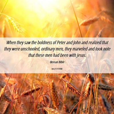 Picture 06 - Acts 4:13 BSB - When they saw the boldness of Peter and John and - Bible Verse Picture