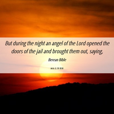 Picture 06 - Acts 5:19 BSB - But during the night an angel of the Lord opened - Bible Verse Picture