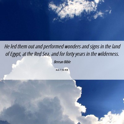 Picture 06 - Acts 7:36 BSB - He led them out and performed wonders and signs - Bible Verse Picture