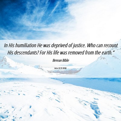 Picture 06 - Acts 8:33 BSB - In His humiliation He was deprived of justice. - Bible Verse Picture