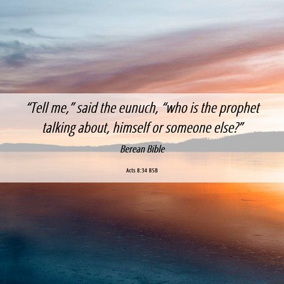 Picture 06 - Acts 8:34 BSB - “Tell me,” said the eunuch, “who is the - Bible Verse Picture