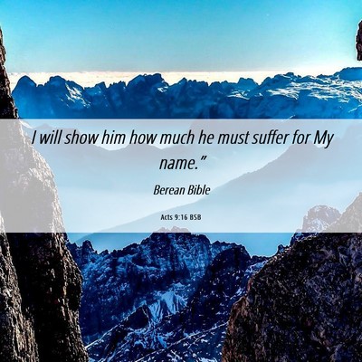 Picture 06 - Acts 9:16 BSB - I will show him how much he must suffer for My - Bible Verse Picture