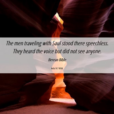 Picture 06 - Acts 9:7 BSB - The men traveling with Saul stood there - Bible Verse Picture