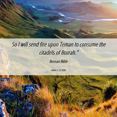 Picture 06 - Amos 1:12 BSB - So I will send fire upon Teman to consume the - Bible Verse Picture