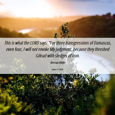 Picture 06 - Amos 1:3 BSB - This is what the LORD says: “For three - Bible Verse Picture