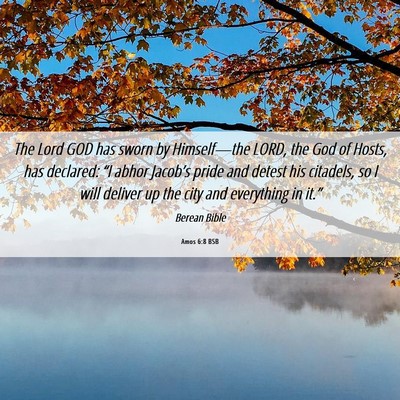 Picture 06 - Amos 6:8 BSB - The Lord GOD has sworn by Himself—the LORD, the - Bible Verse Picture