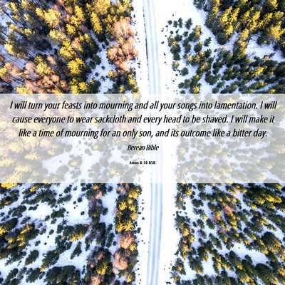 Picture 06 - Amos 8:10 BSB - I will turn your feasts into mourning and all - Bible Verse Picture