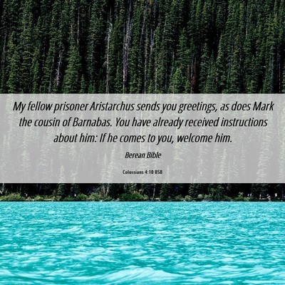 Picture 06 - Colossians 4:10 BSB - My fellow prisoner Aristarchus sends you - Bible Verse Picture