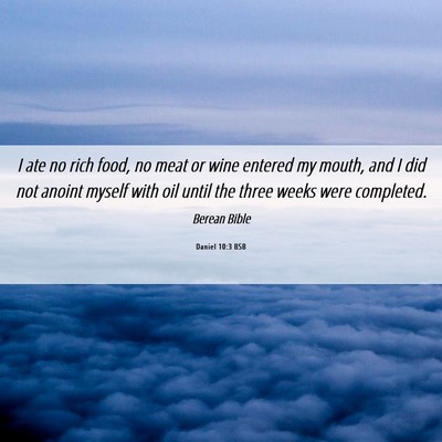 Picture 06 - Daniel 10:3 BSB - I ate no rich food, no meat or wine entered my - Bible Verse Picture