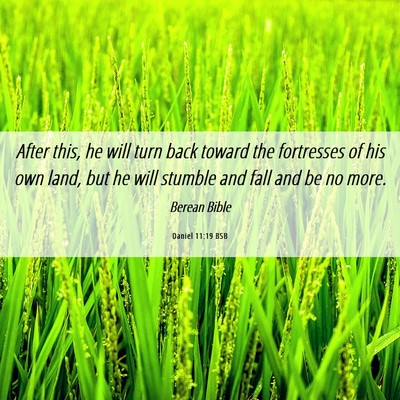 Picture 06 - Daniel 11:19 BSB - After this, he will turn back toward the - Bible Verse Picture