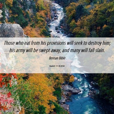 Picture 06 - Daniel 11:26 BSB - Those who eat from his provisions will seek to - Bible Verse Picture