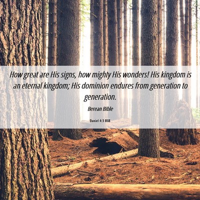 Picture 06 - Daniel 4:3 BSB - How great are His signs, how mighty His wonders! - Bible Verse Picture