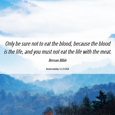 Picture 06 - Deuteronomy 12:23 BSB - Only be sure not to eat the blood, because the - Bible Verse Picture