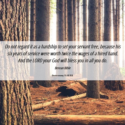 Picture 06 - Deuteronomy 15:18 BSB - Do not regard it as a hardship to set your - Bible Verse Picture