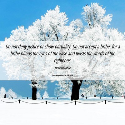 Picture 06 - Deuteronomy 16:19 BSB - Do not deny justice or show partiality. Do not - Bible Verse Picture