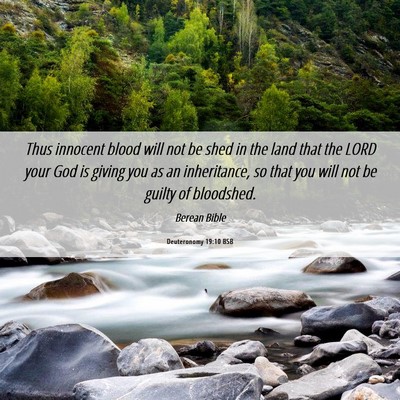Picture 06 - Deuteronomy 19:10 BSB - Thus innocent blood will not be shed in the land - Bible Verse Picture