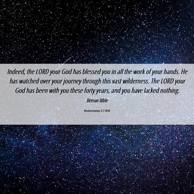 Picture 06 - Deuteronomy 2:7 BSB - Indeed, the LORD your God has blessed you in all - Bible Verse Picture