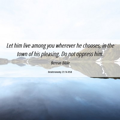 Picture 06 - Deuteronomy 23:16 BSB - Let him live among you wherever he chooses, in - Bible Verse Picture