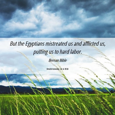 Picture 06 - Deuteronomy 26:6 BSB - But the Egyptians mistreated us and afflicted us, - Bible Verse Picture