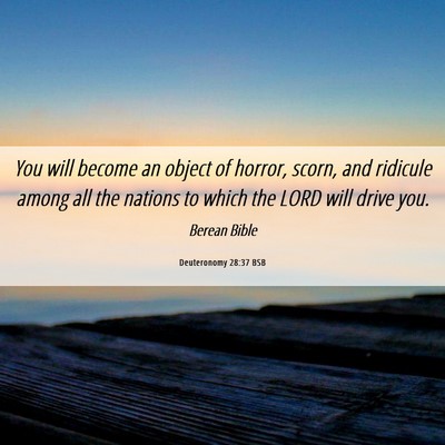 Picture 06 - Deuteronomy 28:37 BSB - You will become an object of horror, scorn, and - Bible Verse Picture