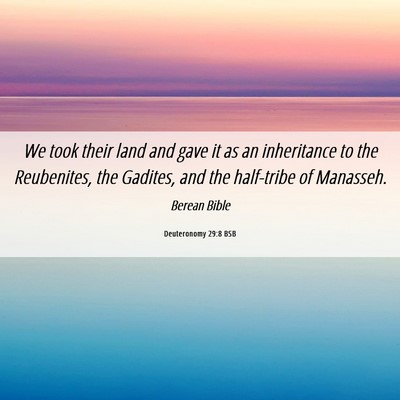 Picture 06 - Deuteronomy 29:8 BSB - We took their land and gave it as an inheritance - Bible Verse Picture