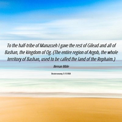 Picture 06 - Deuteronomy 3:13 BSB - To the half-tribe of Manasseh I gave the rest of - Bible Verse Picture