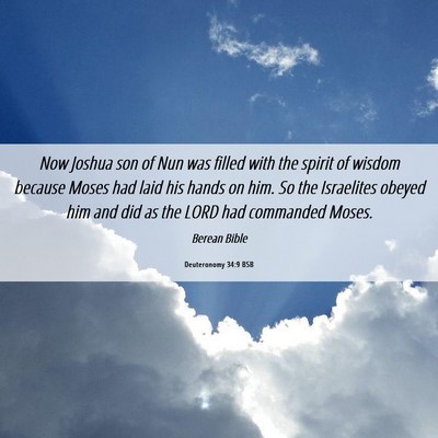 Picture 06 - Deuteronomy 34:9 BSB - Now Joshua son of Nun was filled with the spirit - Bible Verse Picture