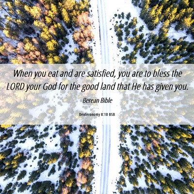 Picture 06 - Deuteronomy 8:10 BSB - When you eat and are satisfied, you are to bless - Bible Verse Picture