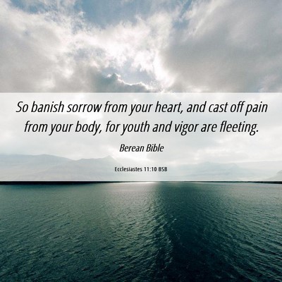 Picture 06 - Ecclesiastes 11:10 BSB - So banish sorrow from your heart, and cast off - Bible Verse Picture