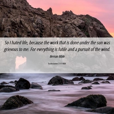 Picture 06 - Ecclesiastes 2:17 BSB - So I hated life, because the work that is done - Bible Verse Picture