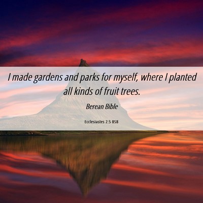 Picture 06 - Ecclesiastes 2:5 BSB - I made gardens and parks for myself, where I - Bible Verse Picture