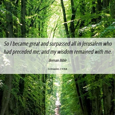 Picture 06 - Ecclesiastes 2:9 BSB - So I became great and surpassed all in Jerusalem - Bible Verse Picture