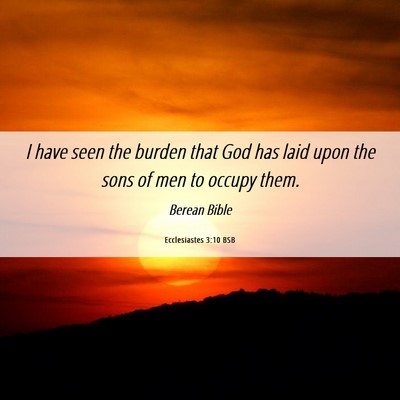 Picture 06 - Ecclesiastes 3:10 BSB - I have seen the burden that God has laid upon the - Bible Verse Picture
