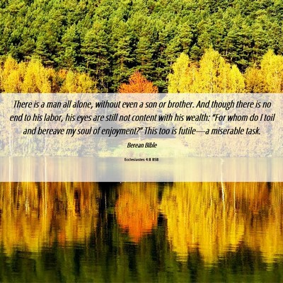 Picture 06 - Ecclesiastes 4:8 BSB - There is a man all alone, without even a son or - Bible Verse Picture