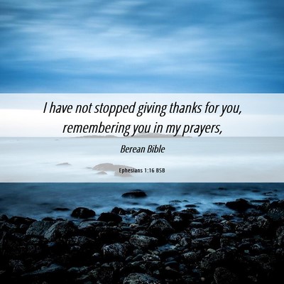 Picture 06 - Ephesians 1:16 BSB - I have not stopped giving thanks for you, - Bible Verse Picture