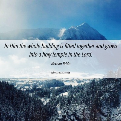 Picture 06 - Ephesians 2:21 BSB - In Him the whole building is fitted together and - Bible Verse Picture