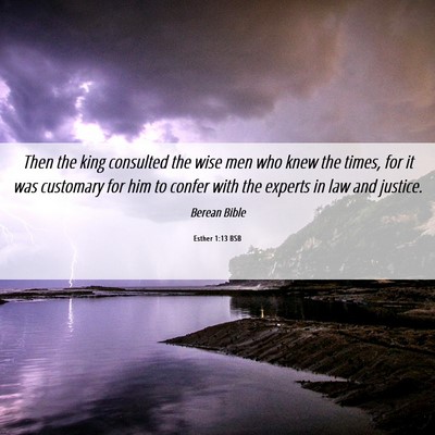 Picture 06 - Esther 1:13 BSB - Then the king consulted the wise men who knew the - Bible Verse Picture