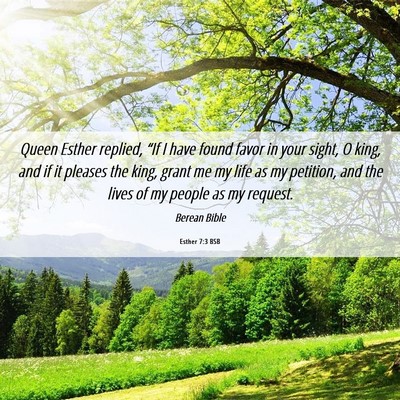 Picture 06 - Esther 7:3 BSB - Queen Esther replied, “If I have found favor in - Bible Verse Picture