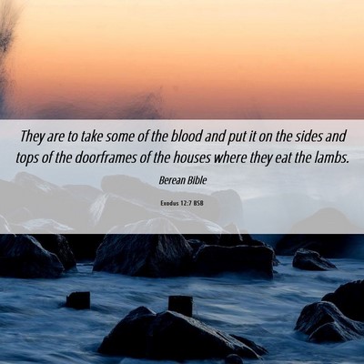 Picture 06 - Exodus 12:7 BSB - They are to take some of the blood and put it on - Bible Verse Picture