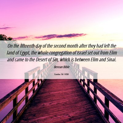 Picture 06 - Exodus 16:1 BSB - On the fifteenth day of the second month after - Bible Verse Picture