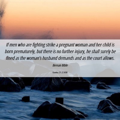 Picture 06 - Exodus 21:22 BSB - If men who are fighting strike a pregnant woman - Bible Verse Picture