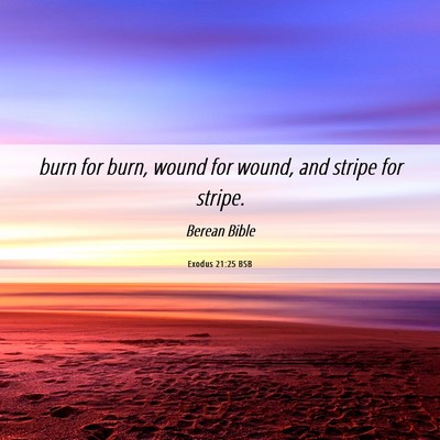 Picture 06 - Exodus 21:25 BSB - burn for burn, wound for wound, and stripe for - Bible Verse Picture