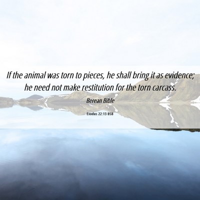 Picture 06 - Exodus 22:13 BSB - If the animal was torn to pieces, he shall bring - Bible Verse Picture